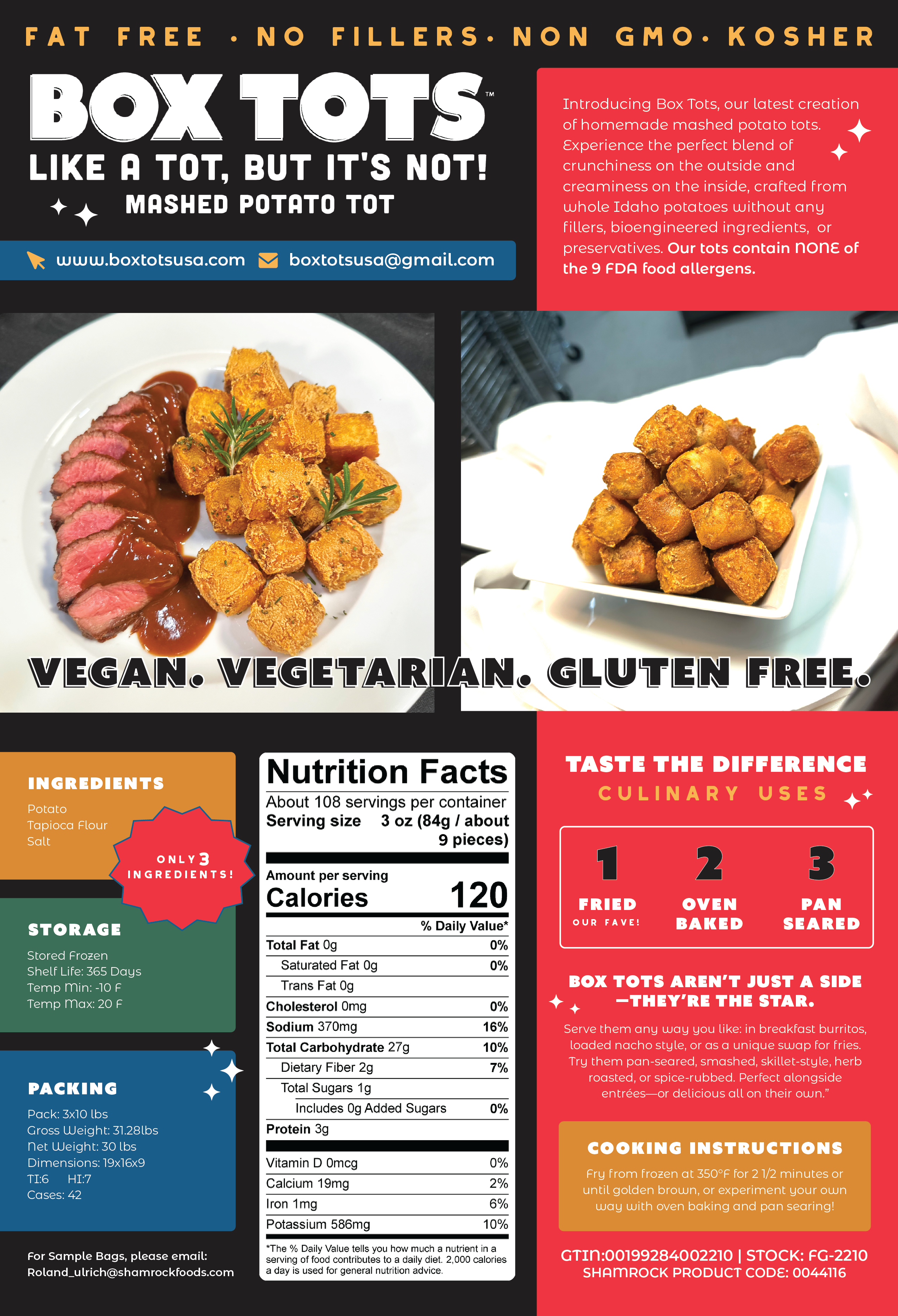 Box Tots Product Specification Sheet